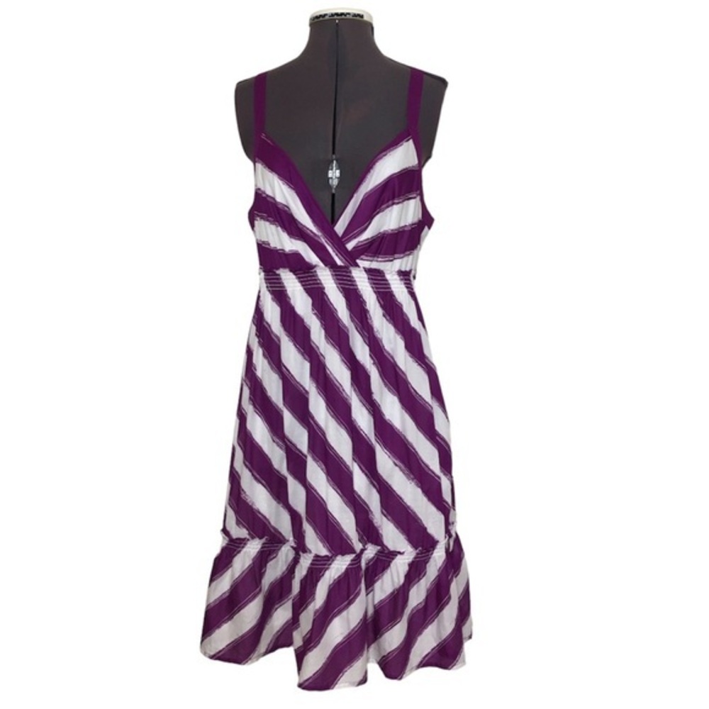 American Eagle Outfitters Cotton Purple White Straps Pockets Lined Sun Dress 16